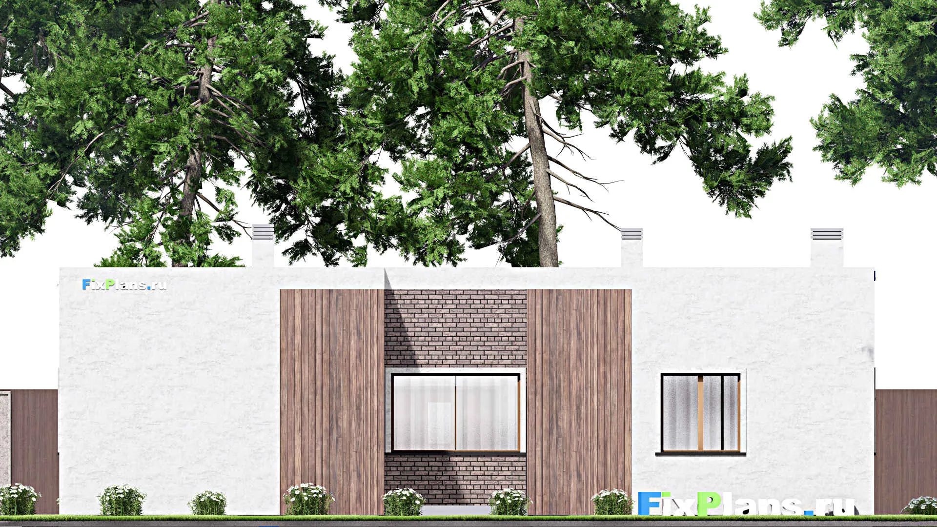 F-13085 - Проект одноэтажного дома 15 на 23, площадью 260 м² с террасой и 4 спальнями